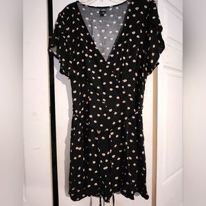 Romper, XL, black daisy print